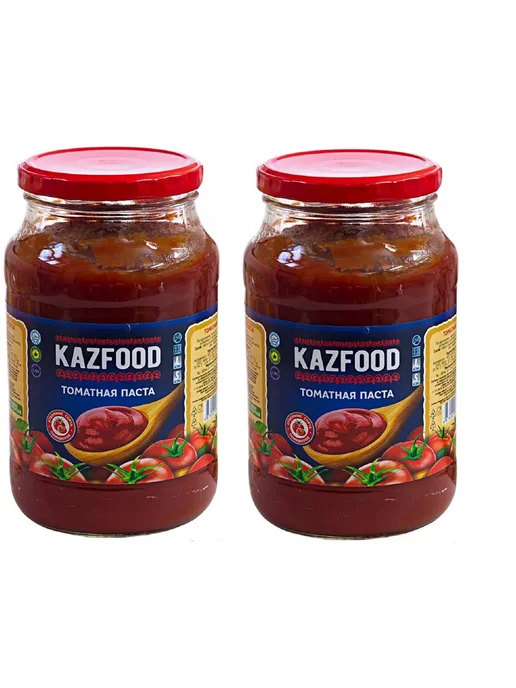 Kazfood Концентрированная томатная паста, 2 шт по 900 г, 2 шт, 900 г