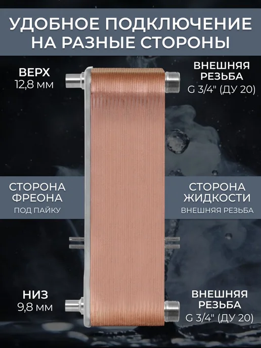 РОССИЙСКОЕ ТЕПЛО Теплообменник пластинчатый для фреона TX22RP-40H, вариант, фото 2