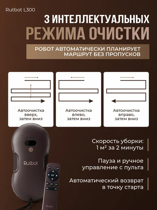 RutBot Робот мойщик окон с распылением двойным мощный L300, вариант, фото 8