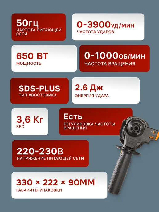 Перфоратор электрический по бетону мощный профессиональный — фото 2