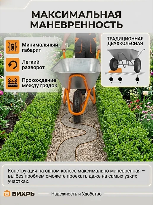 Тачка садовая одноколесная усиленная — фото 3