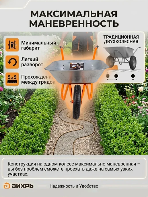 Тачка садовая одноколесная усиленная — фото 3
