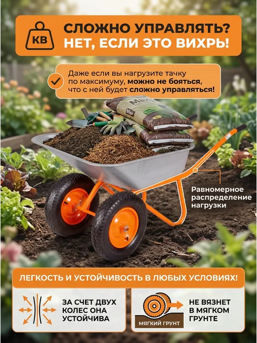 Тачка садовая двухколесная усиленная — фото 3