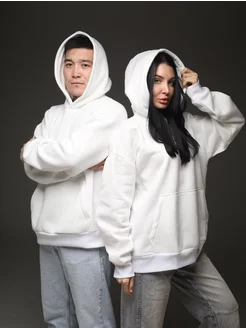 Худи оверсайз с начесом и капюшоном кенгуру-карман