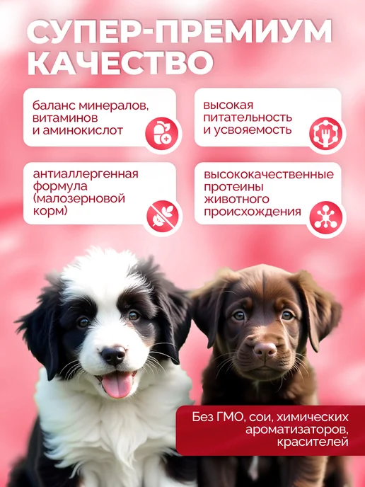 Сухой корм ZooRing Бычков Хондроитином для собак, щенки, мясо, 2 кг, фото 3