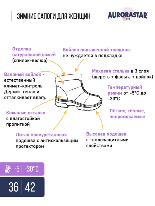 AURORASTAR Валенки натуральная шерсть на подошве, серый, фото 2