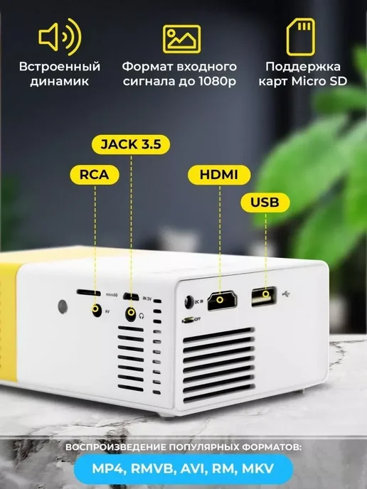 Квинс Мини проектор мультимедийный для фильмов YG-300, вариант, фото 2