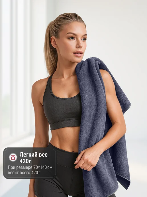 SUNLAND Полотенце спортивное из микрофибры в бассейн быстросохнущее, синий, фото 3