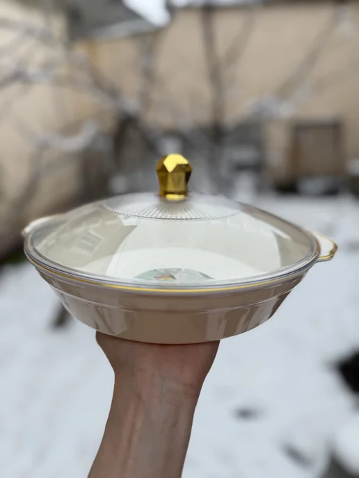 Хлебница с крышкой конфетница круглая, белый, фото 4