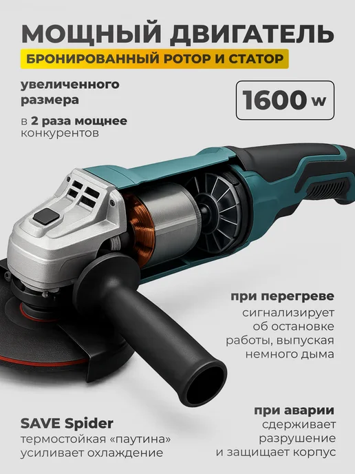 Abika Tools Болгарка электрическая 125мм с регулировкой оборотов, синий, фото 3