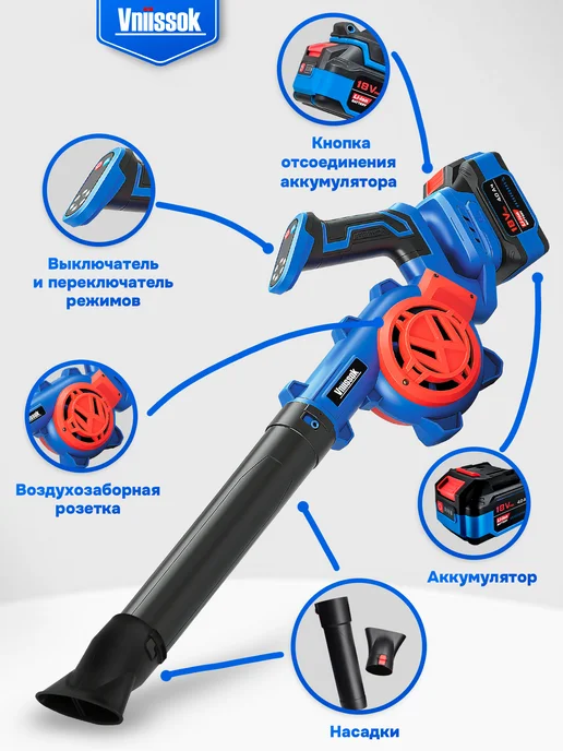 VNIISSOK Воздуходувка аккумуляторная бесщеточная VN959 V0049, вариант, фото 6