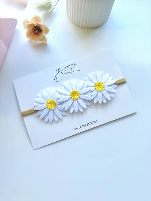 Flowers bantik Повязка с ромашками, белый