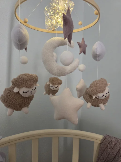 Sleeping Owl Детский мобиль музыкальный, бежевый, фото 6