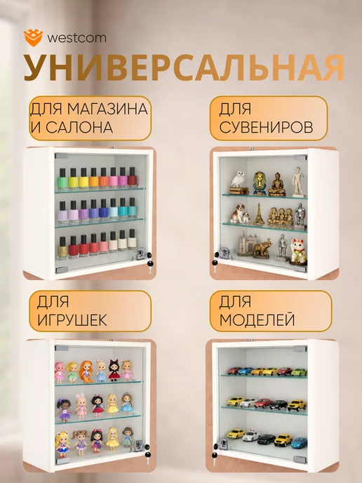 WESTCOM.RU Витрина настенная "МИНИ" 40*40*20,Белый, 40x40x20, белый, фото 3