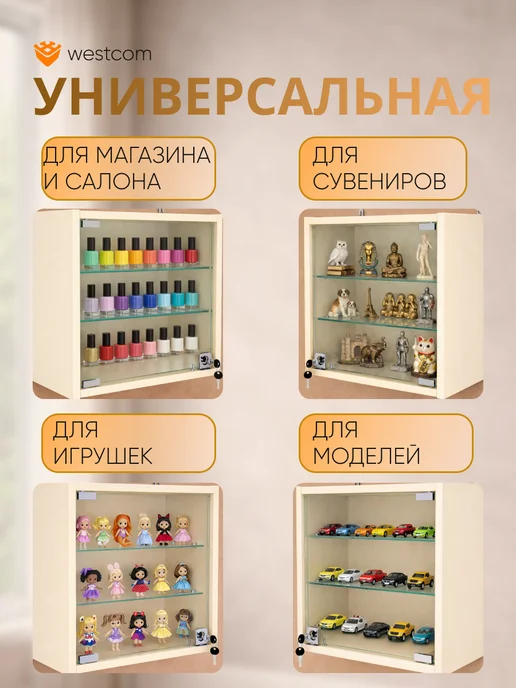 WESTCOM.RU Витрина настенная "МИНИ" 40*40*20, Кремвайс, 40x40x20, фото 3