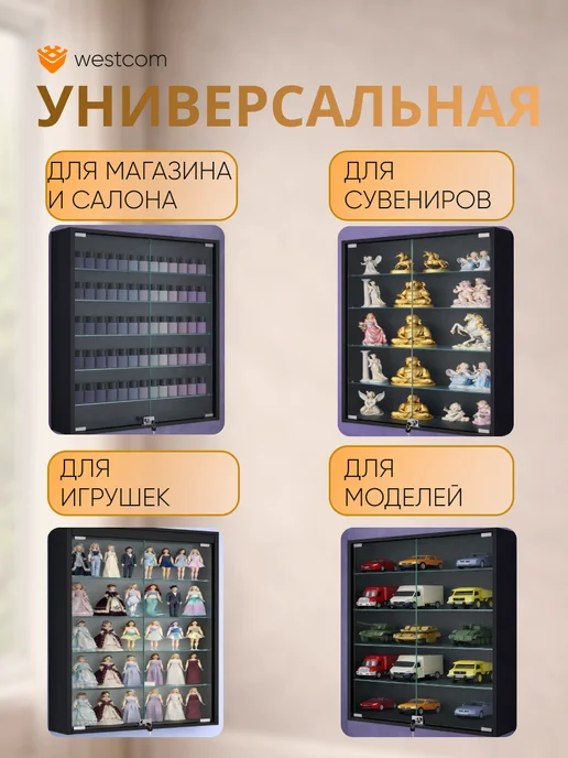 WESTCOM.RU Витрина настенная №2-1А,Черный, черный, фото 3