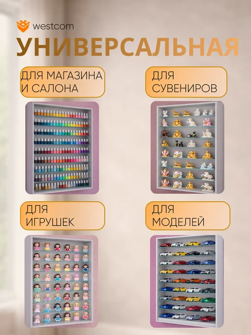 WESTCOM.RU Витрина настенная без дверок №2-5Г, Серый, 25 г, фото 3