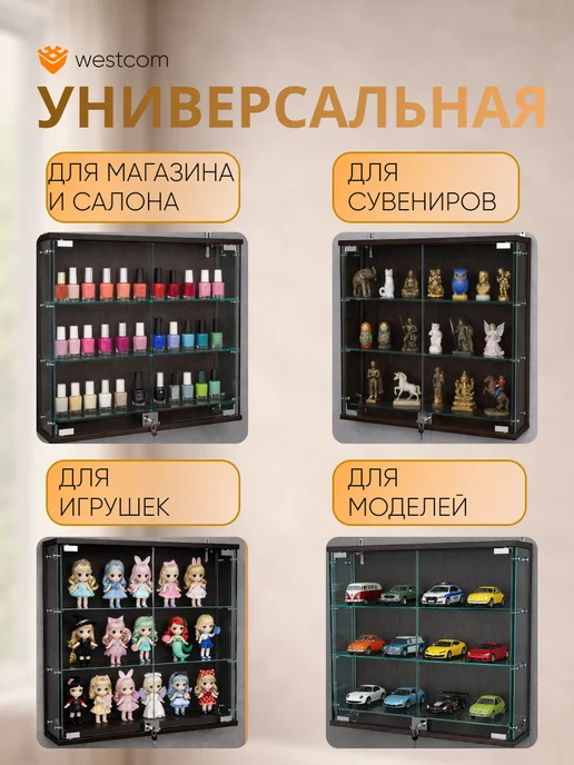 WESTCOM.RU Витрина настенная с полками Атриум №1-1, Дуб_Венге, коричневый, фото 3