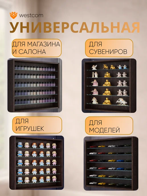 WESTCOM.RU Витрина настенная без дверок №1-5Г, Дуб_Венге, 15 г, фото 3