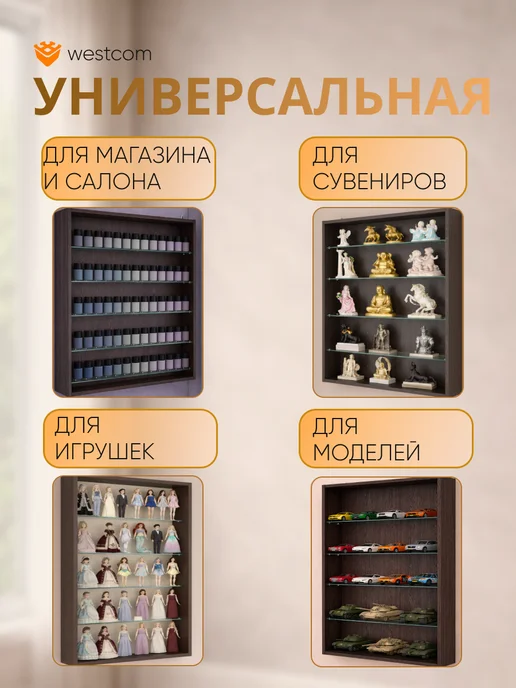 WESTCOM.RU Витрина настенная без дверок №2-1Г открытая, Дуб_Венге, 21 г, фото 3