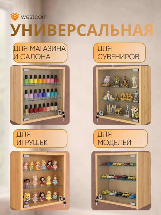 WESTCOM.RU Витрина настенная "МИНИ" 40*40*20,Белый, 40x40x20, фото 3