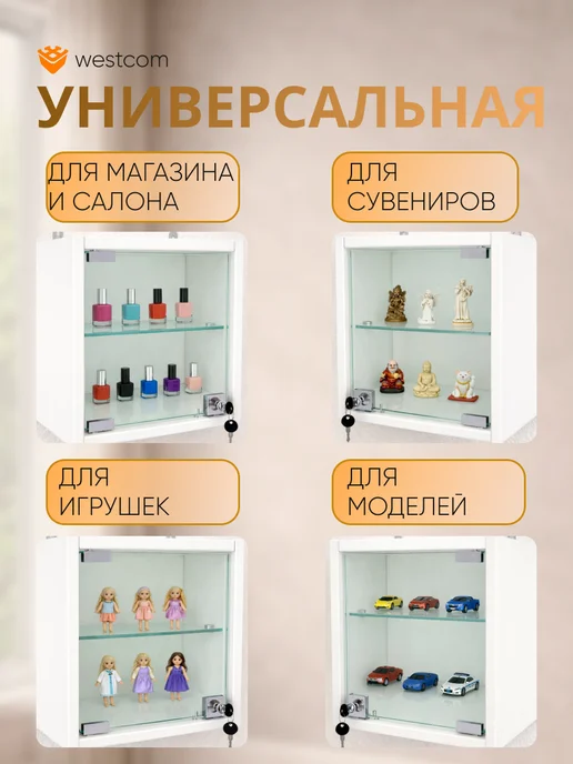 WESTCOM.RU Витрина настенная с полками "МИНИ" 30 см_ Серый, серый, фото 3