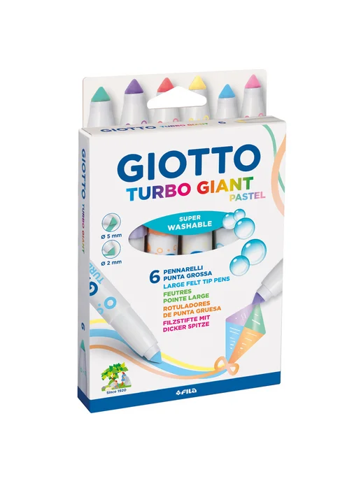 GIOTTO TURBO GIANT фломастеры для рисования 6 цветов PASTEL F431000, 6 цв., фото 4