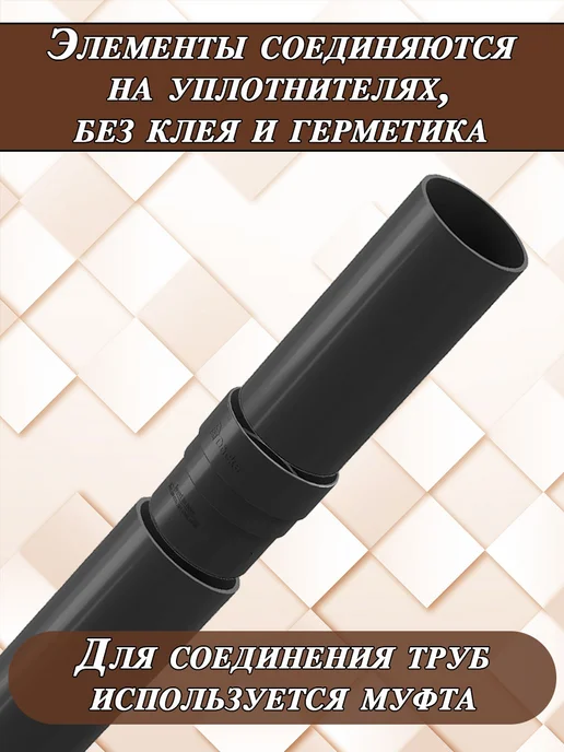Docke Труба водостока 2 штуки коричневый 1 метр Деке Стандарт, 1 м, фото 4