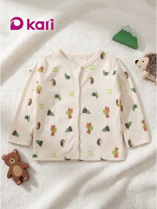 Kari baby Распашонка для новорожденных на кнопках с длинным рукавом, белый
