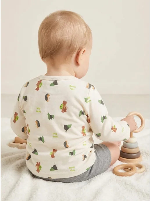 Kari baby Распашонка для новорожденных на кнопках с длинным рукавом, белый, фото 3