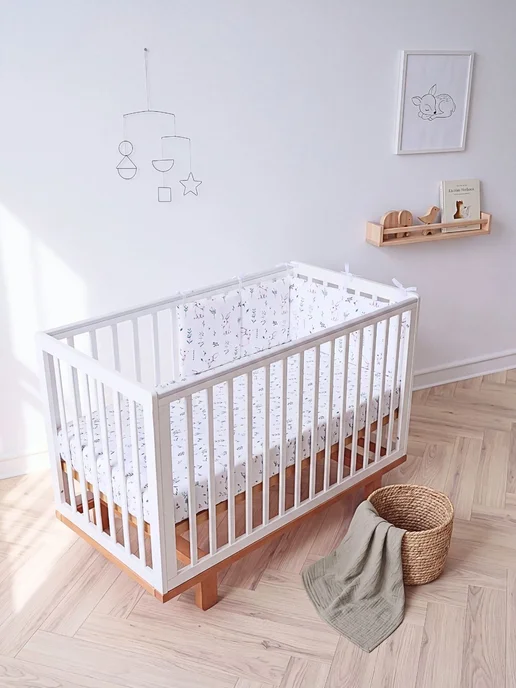 BABYTEX5 Бортик в кроватку для новорожденных 120*30 см зайчики, 120x30 см, фото 3