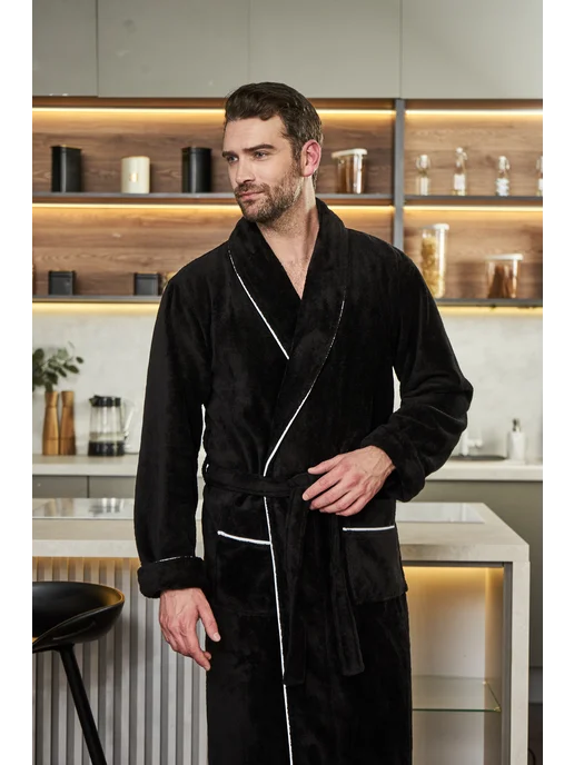 POLENS HOME COLLECTION Халат махровый банный BENJAMIN, черный