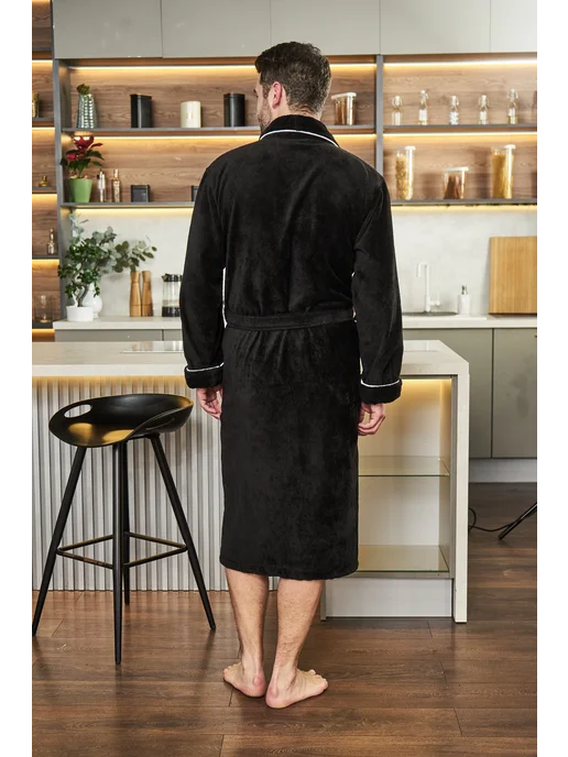 POLENS HOME COLLECTION Халат махровый банный BENJAMIN, черный, фото 8