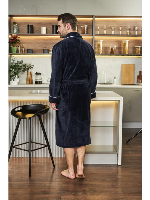 POLENS HOME COLLECTION Халат махровый банный BENJAMIN, синий, фото 7