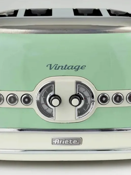ARIETE Тостер для хлеба Vintage Line 4 ломтика с поддоном, зеленый, фото 7