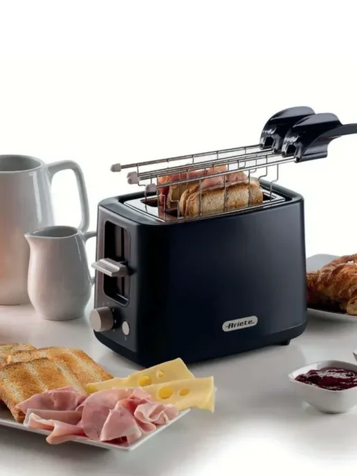 ARIETE Тостер для хлеба Breakfast Line 2 ломтика, с поддоном, черный, фото 7