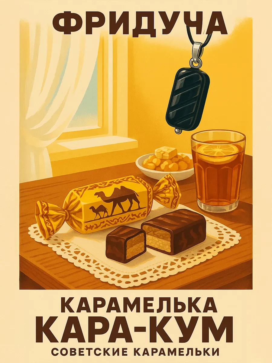 Подвеска-карамелька «Кара-Кум», чёрная, родий