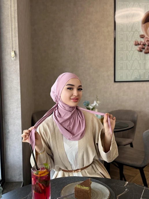 HABIBI Балаклава на завязке ( Мадонна ), розовый