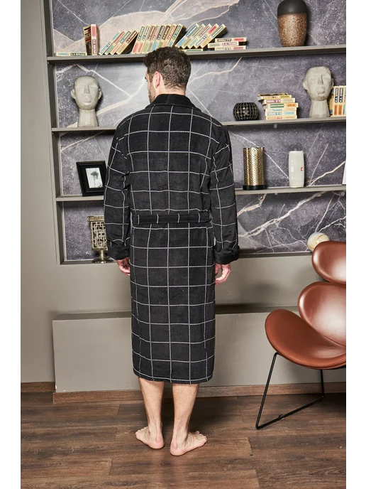 POLENS HOME COLLECTION Халат махровый банный KEVIN с капюшоном, черный, фото 4