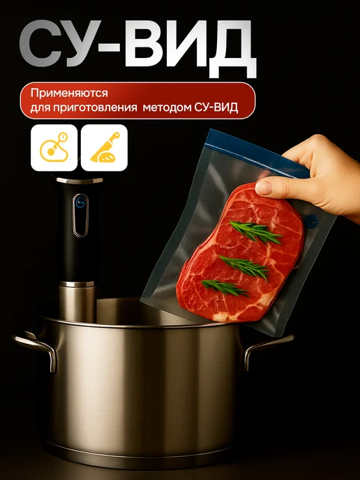 Многоразовые вакуумные пакеты для продуктов сувид без насоса, белый, фото 4