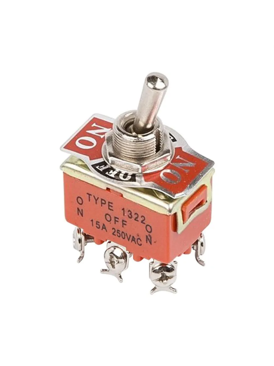 Тумблер двухполюсный ON-OFF-ON (250В 15А (6c)) 5 шт