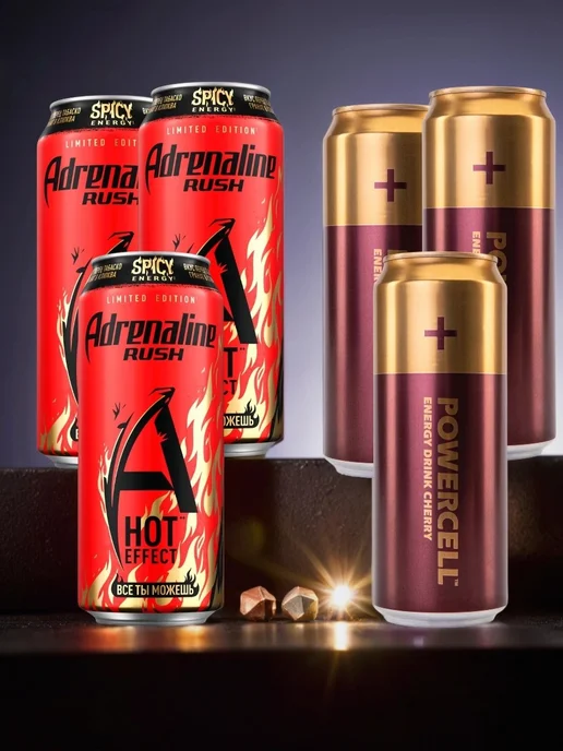 Adrenaline Rush Энергетик Adrenaline Spicy и POWERCELL, 6 шт