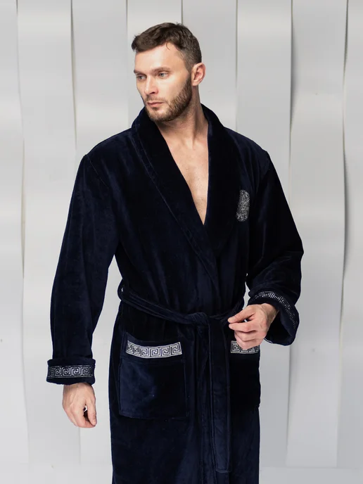 POLENS HOME COLLECTION Халат махровый банный GIANNI, синий