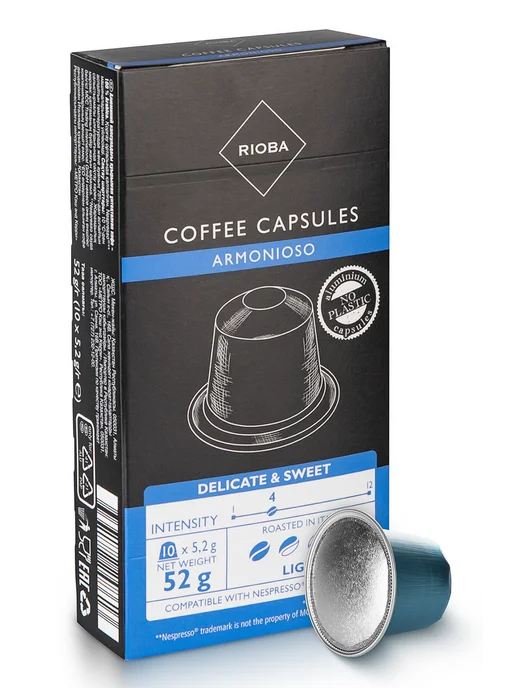 Rioba Кофе в капсулах Armonioso для Nespresso 10шт, 52г, 10 шт, 52 г