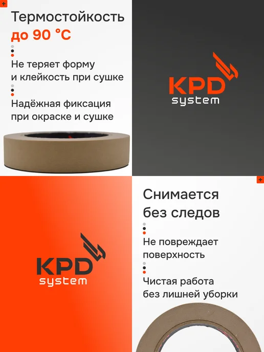 KPD SYSTEM Малярная лента для авто Синяя 36 мм 40 метров, коричневый, фото 2