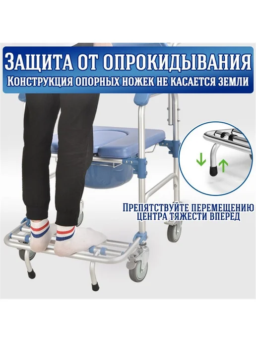 Инвалидная коляска механическая, синий, фото 3