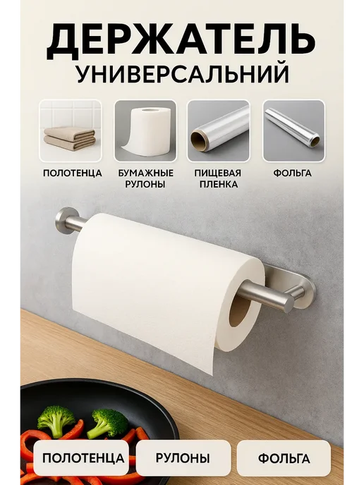 SOULSABYR Держатель для бумажных полотенец настенный металлический, серый, фото 2