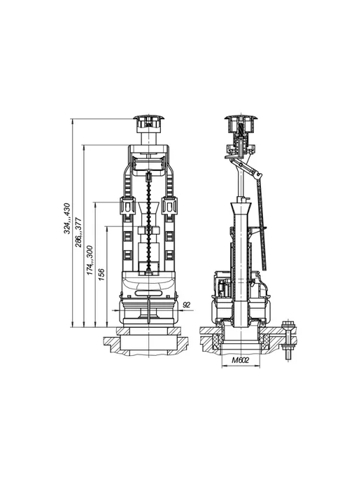 инкоэр Арматура для унитаза D40 и-СБ1 3-0-2-0, вариант, фото 5