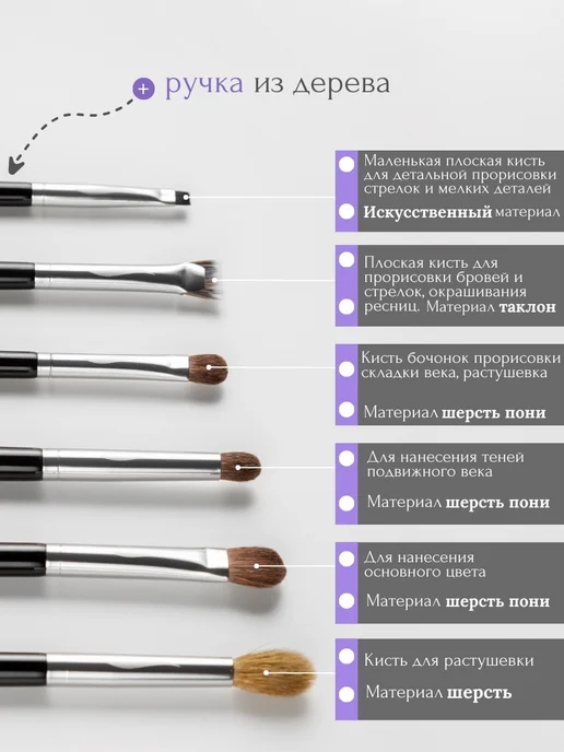 INNASBRUSH Кисти для макияжа глаз и бровей, черный, фото 3