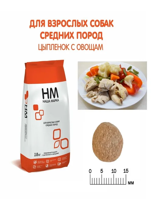 Сухой корм НАША МАРКА для собак, средние, 18 кг, фото 2
